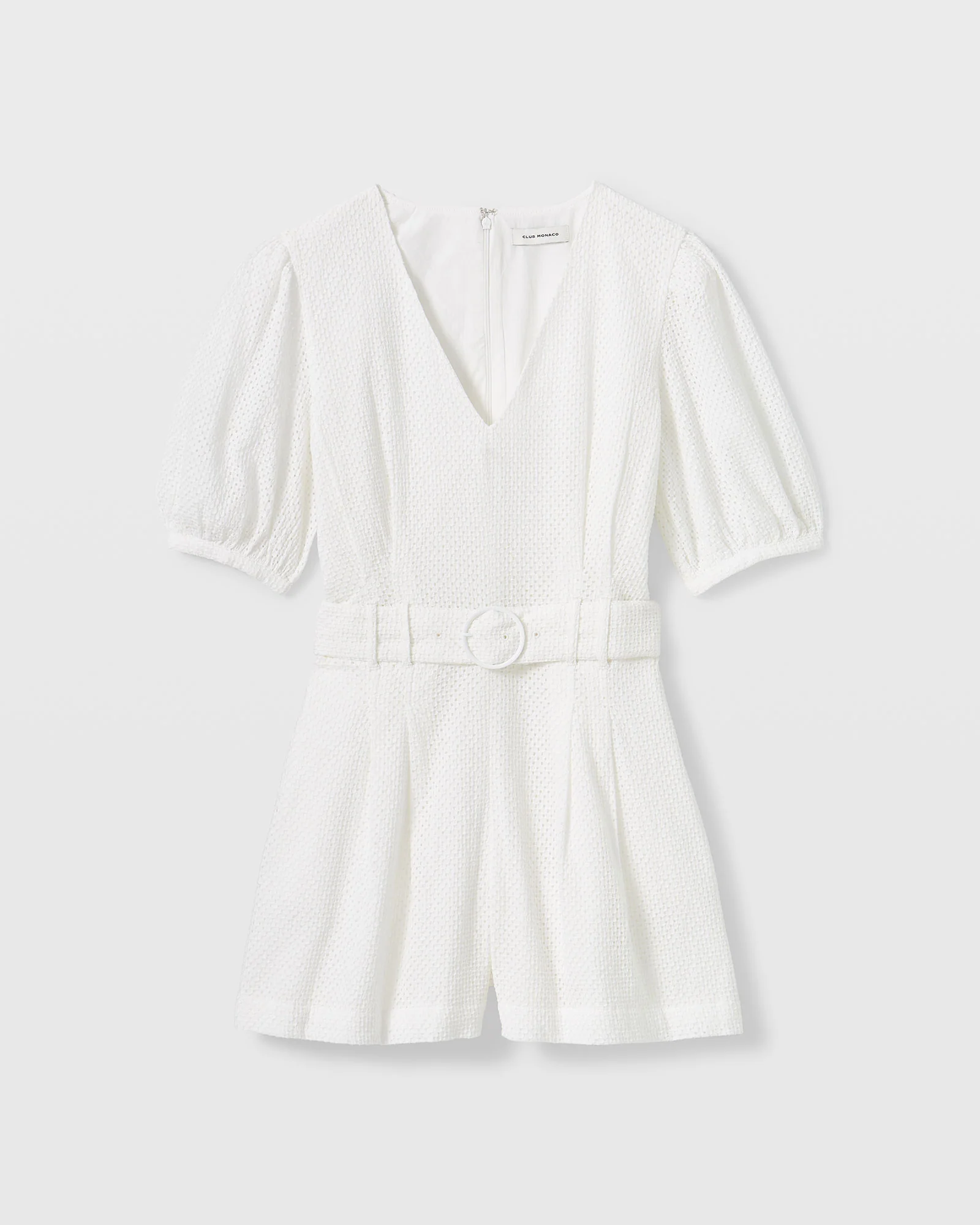 Belted Puff Sleeve Eyelet Romper - Image 5