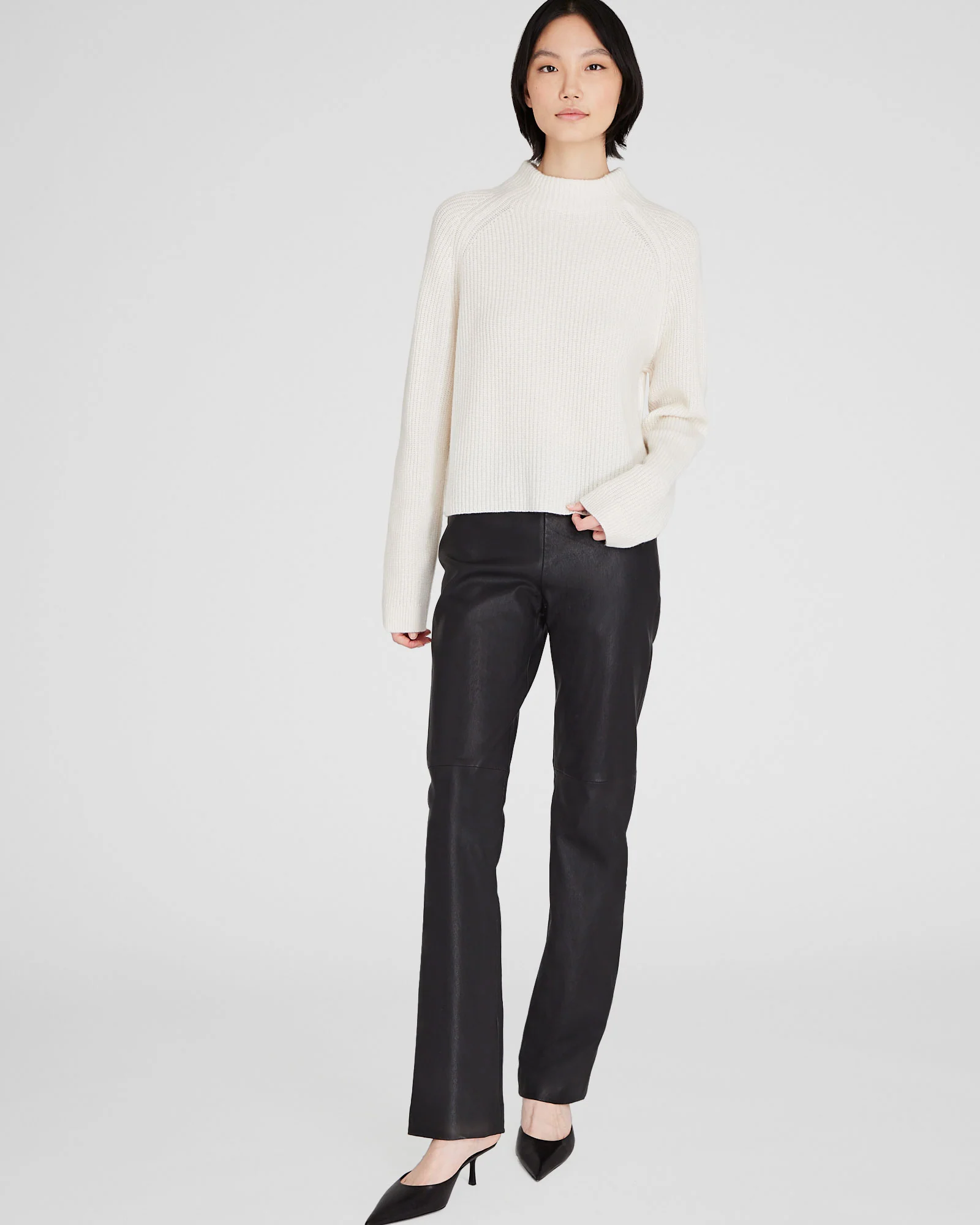 Cashmere Cropped Mockneck Sweater - Image 4