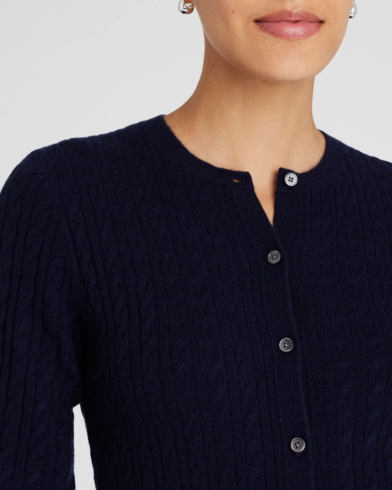 Cashmere Mini Cable Cardigan - Image 4