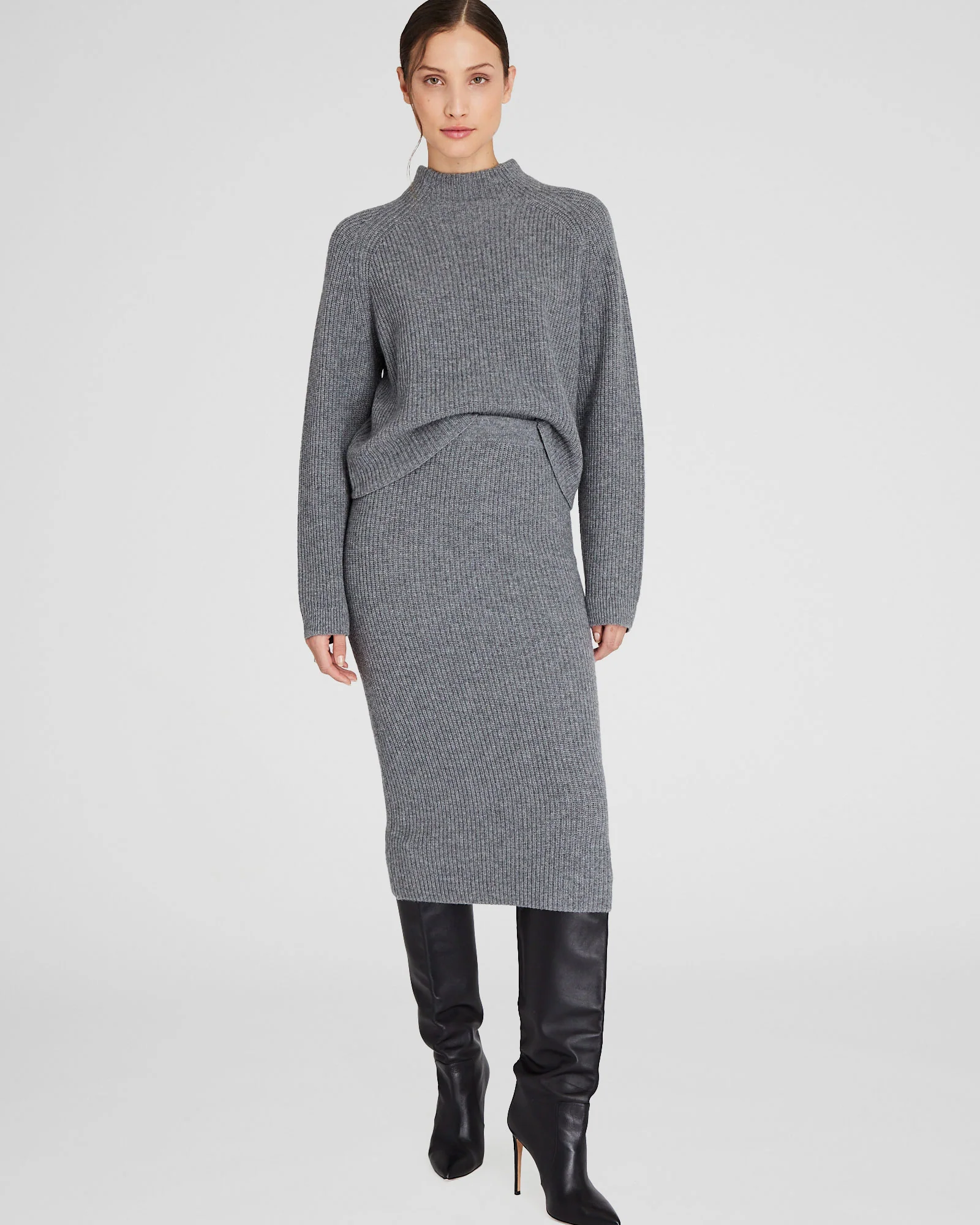 Cashmere Ribbed Midi Skirt - Image 4