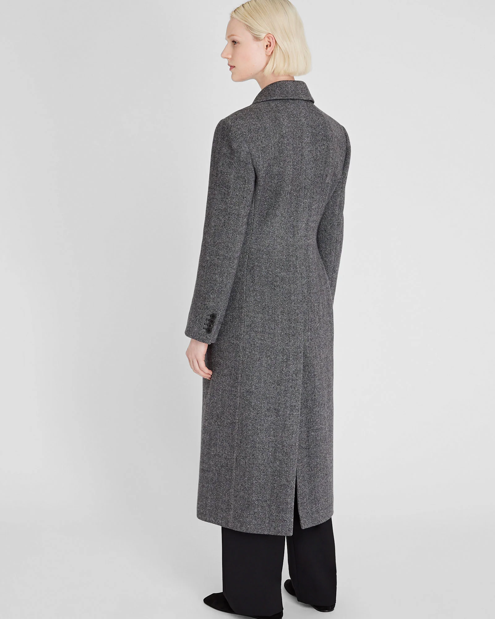 Cinched Waist Herringbone Twill Coat - Image 3
