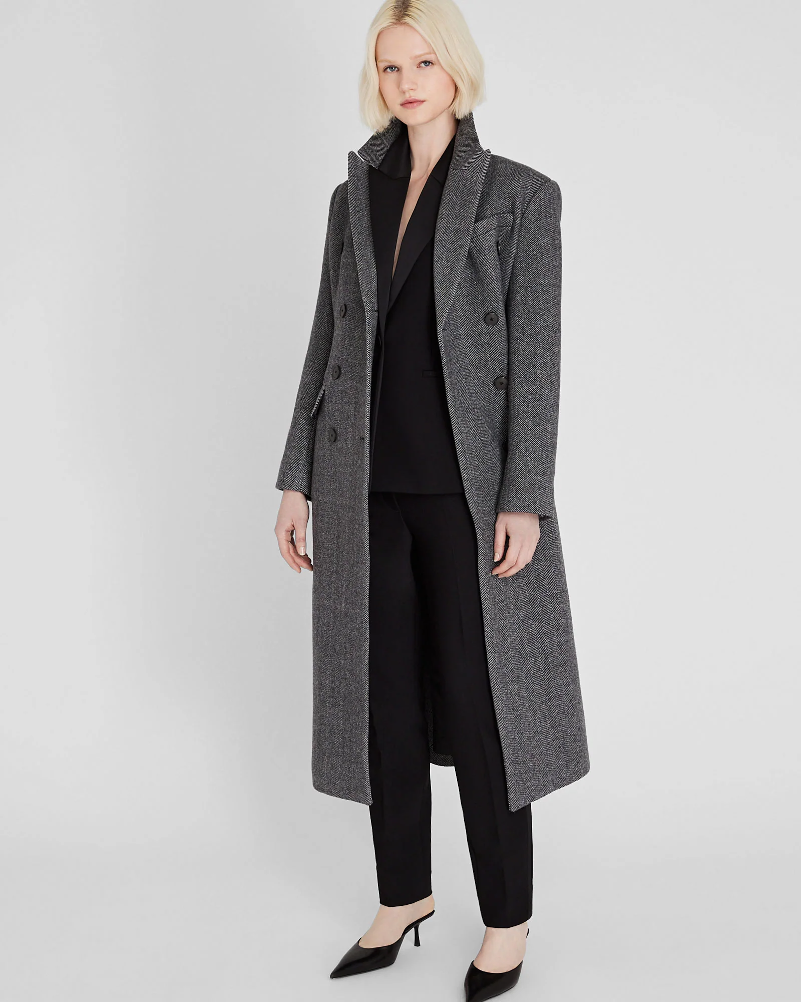 Cinched Waist Herringbone Twill Coat - Image 6