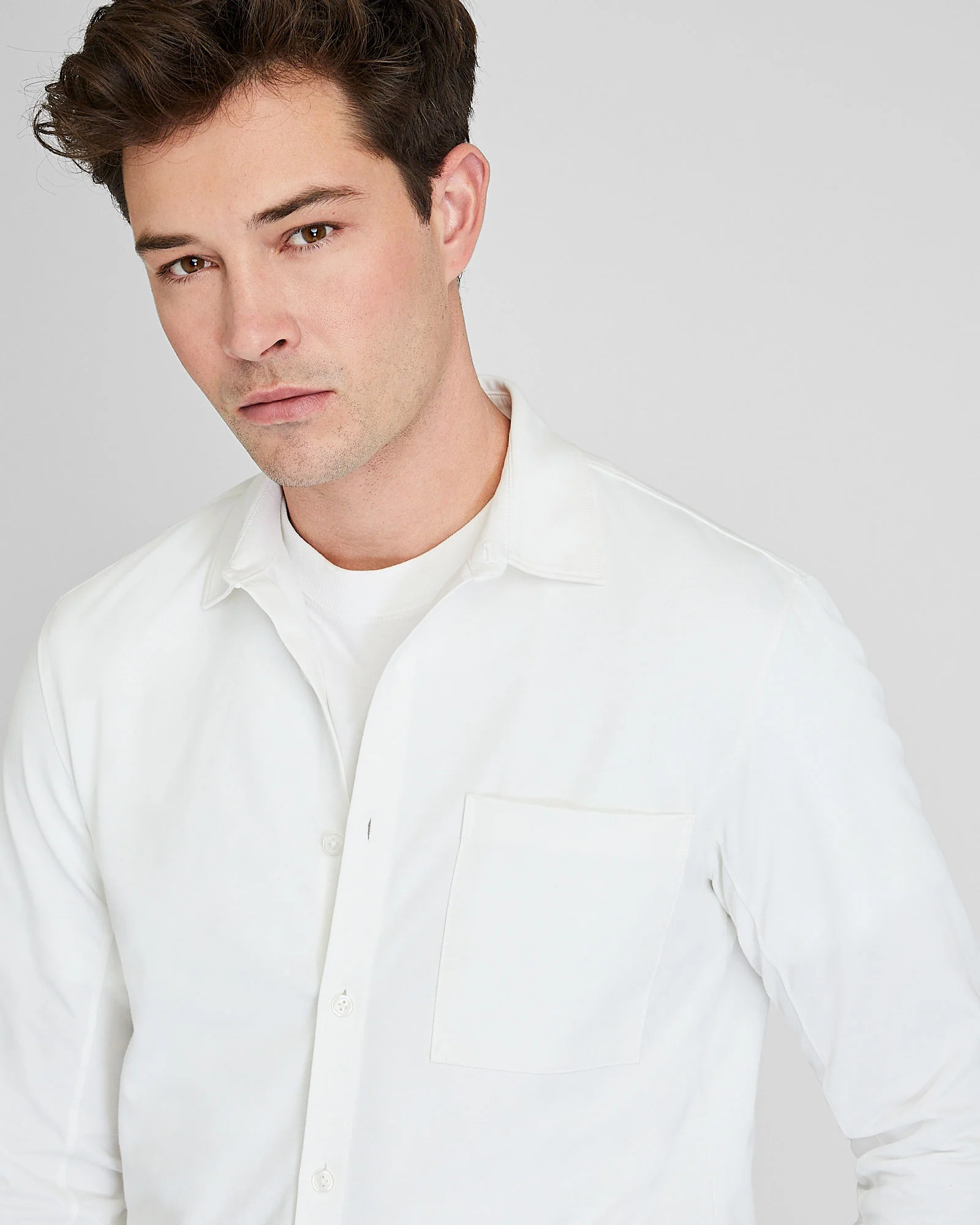 Long Sleeve Pique Oxford Knit Shirt - Image 3