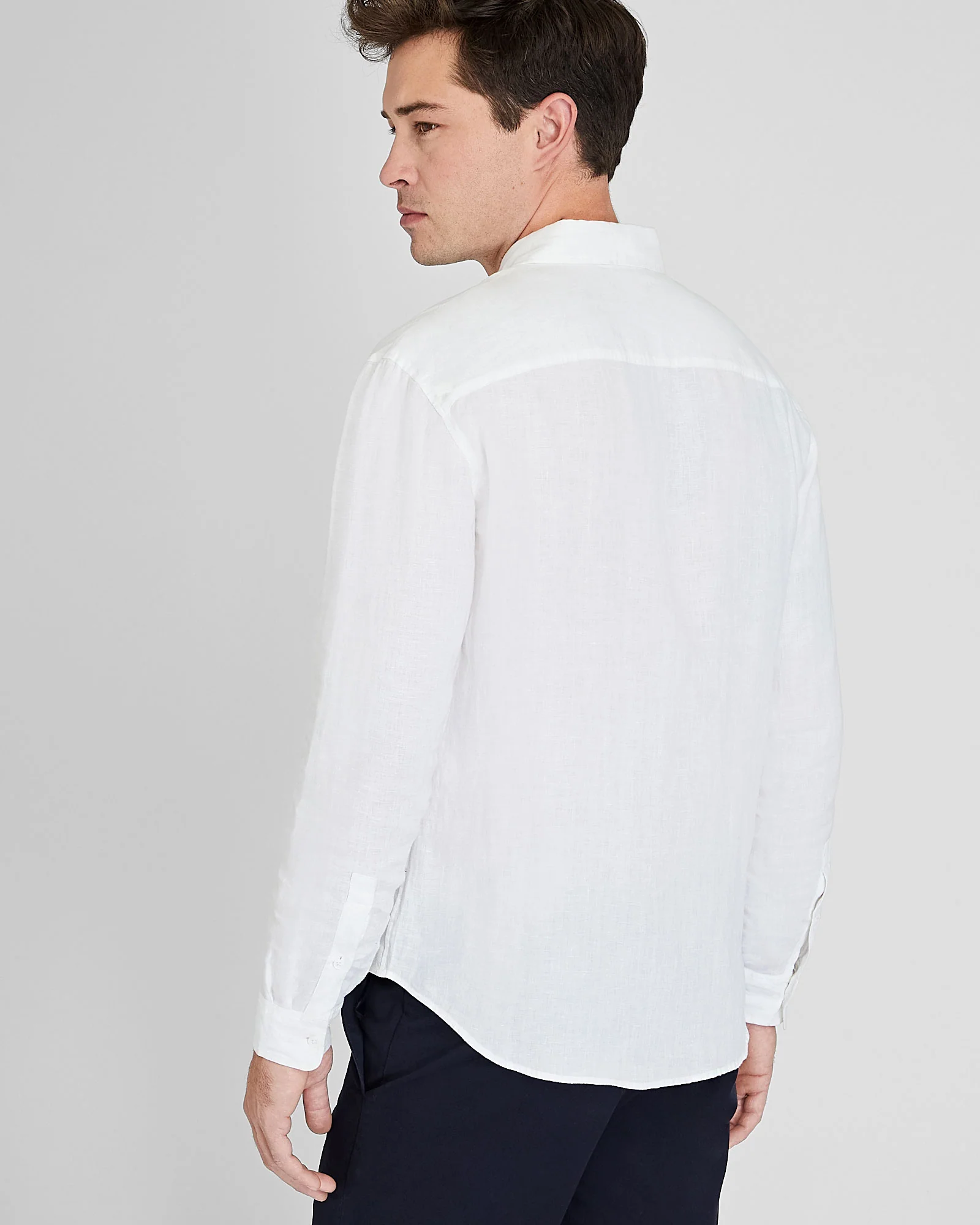 Long-Sleeve Solid Linen Shirt - Image 3