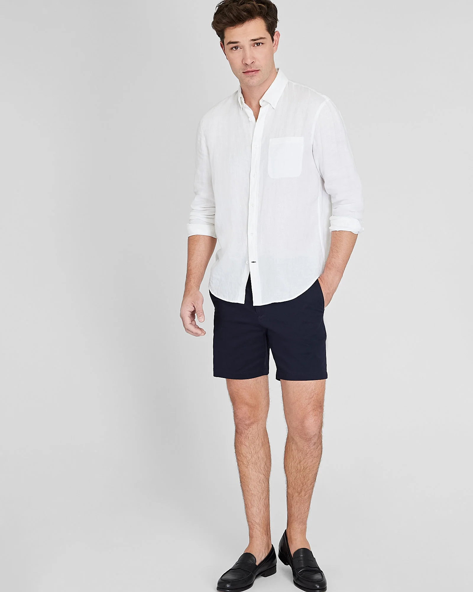 Long-Sleeve Solid Linen Shirt - Image 5