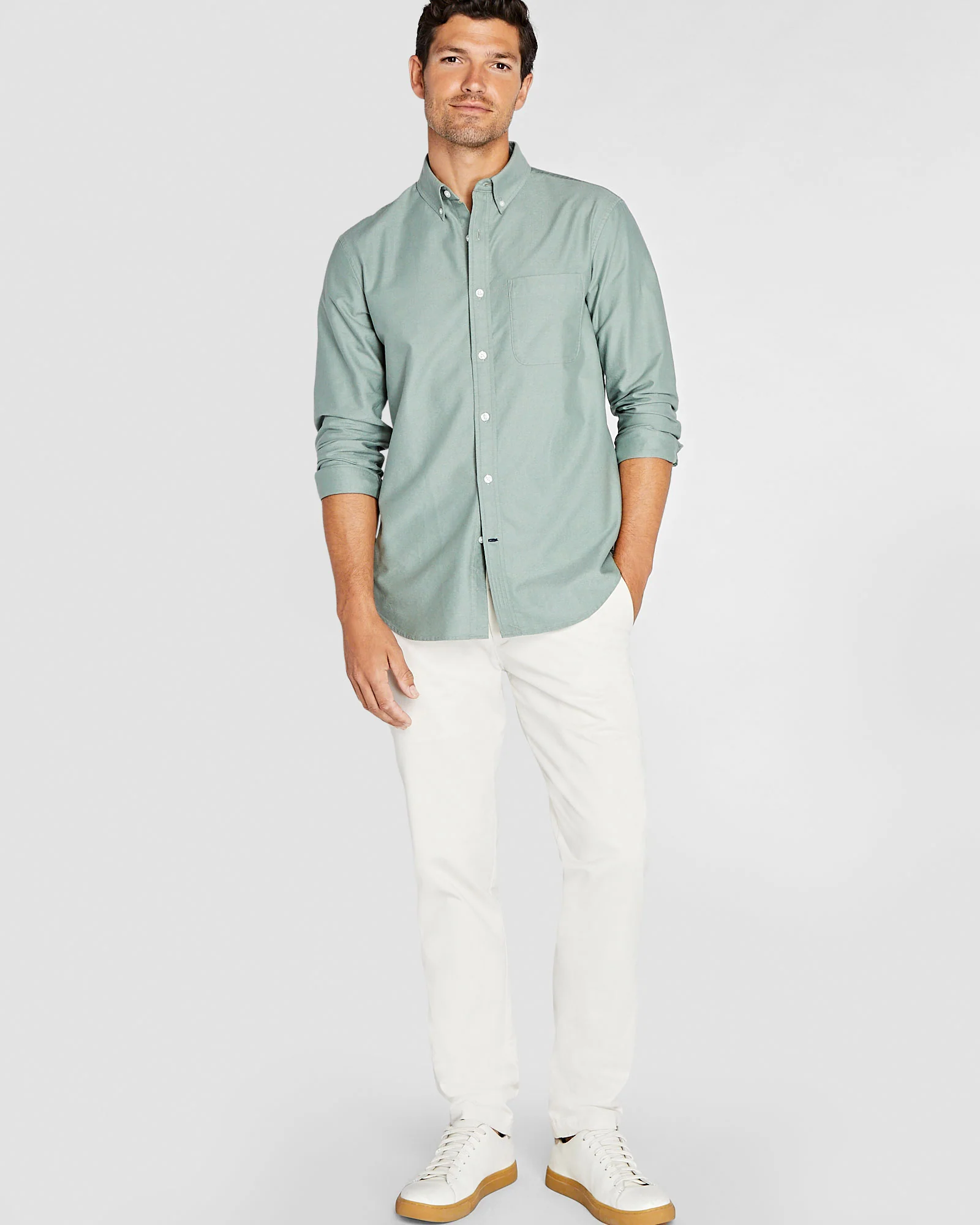 Long-Sleeve Solid Oxford Shirt - Image 4