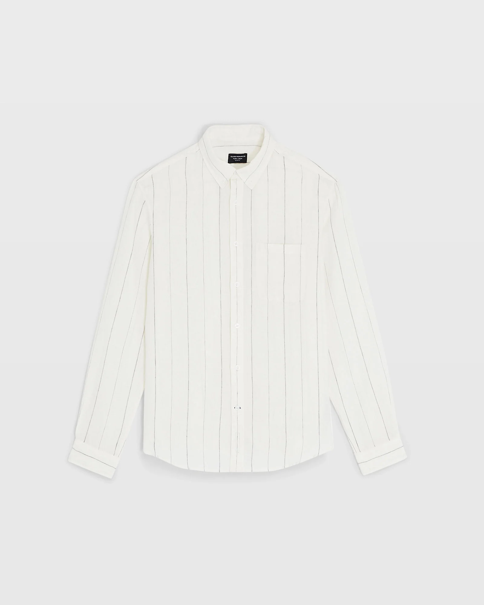 Long Sleeve Wide Stripe Linen Shirt - Image 5