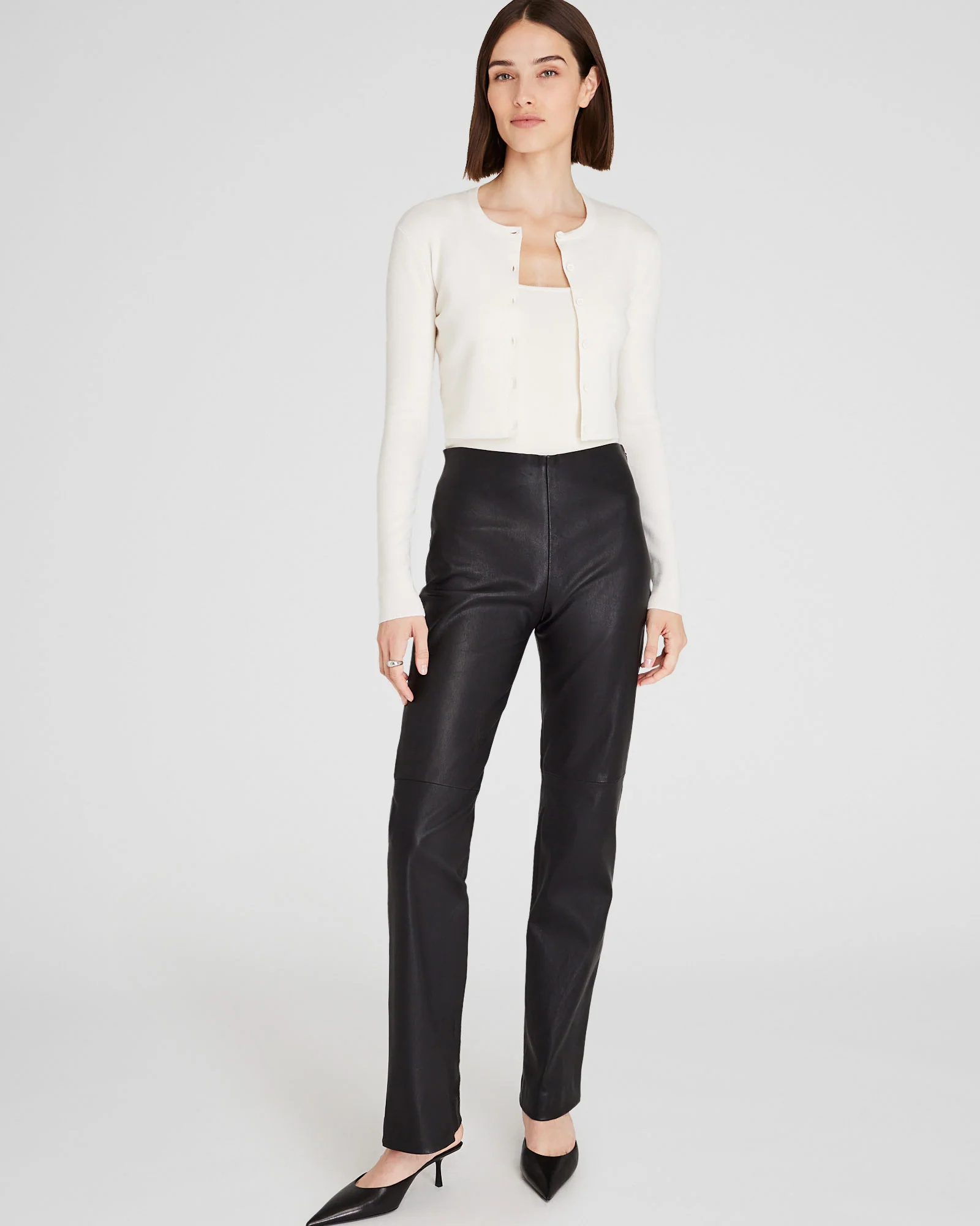 Merino Rib Cropped Cardigan - Image 3