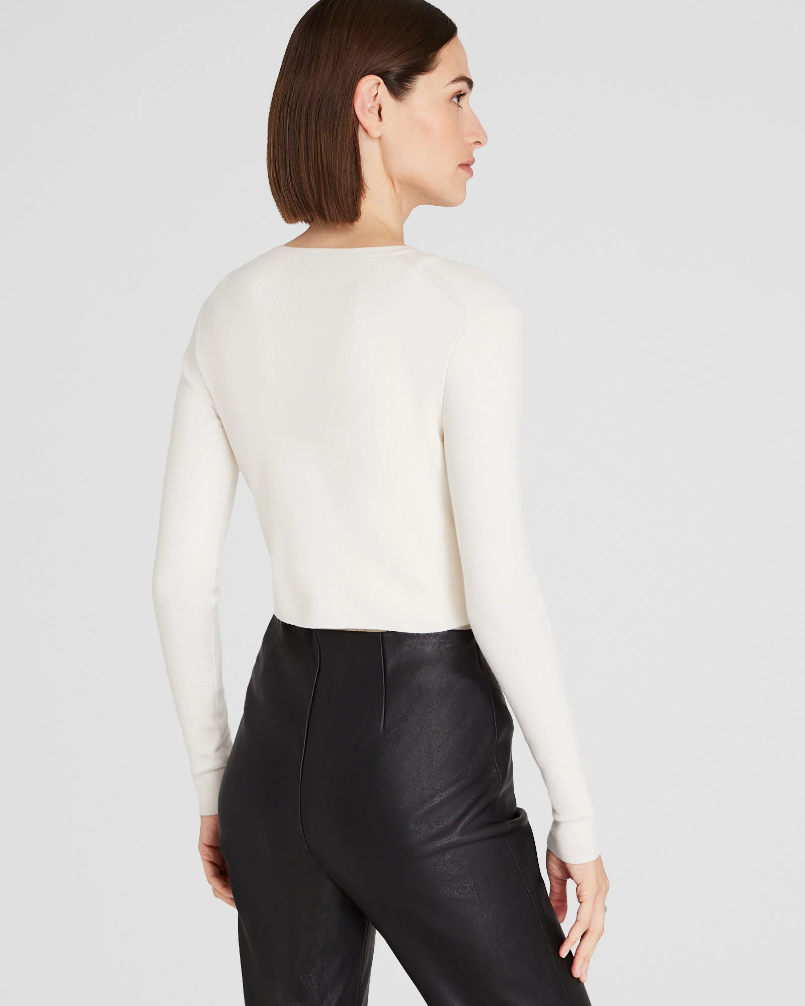 Merino Rib Cropped Cardigan - Image 4