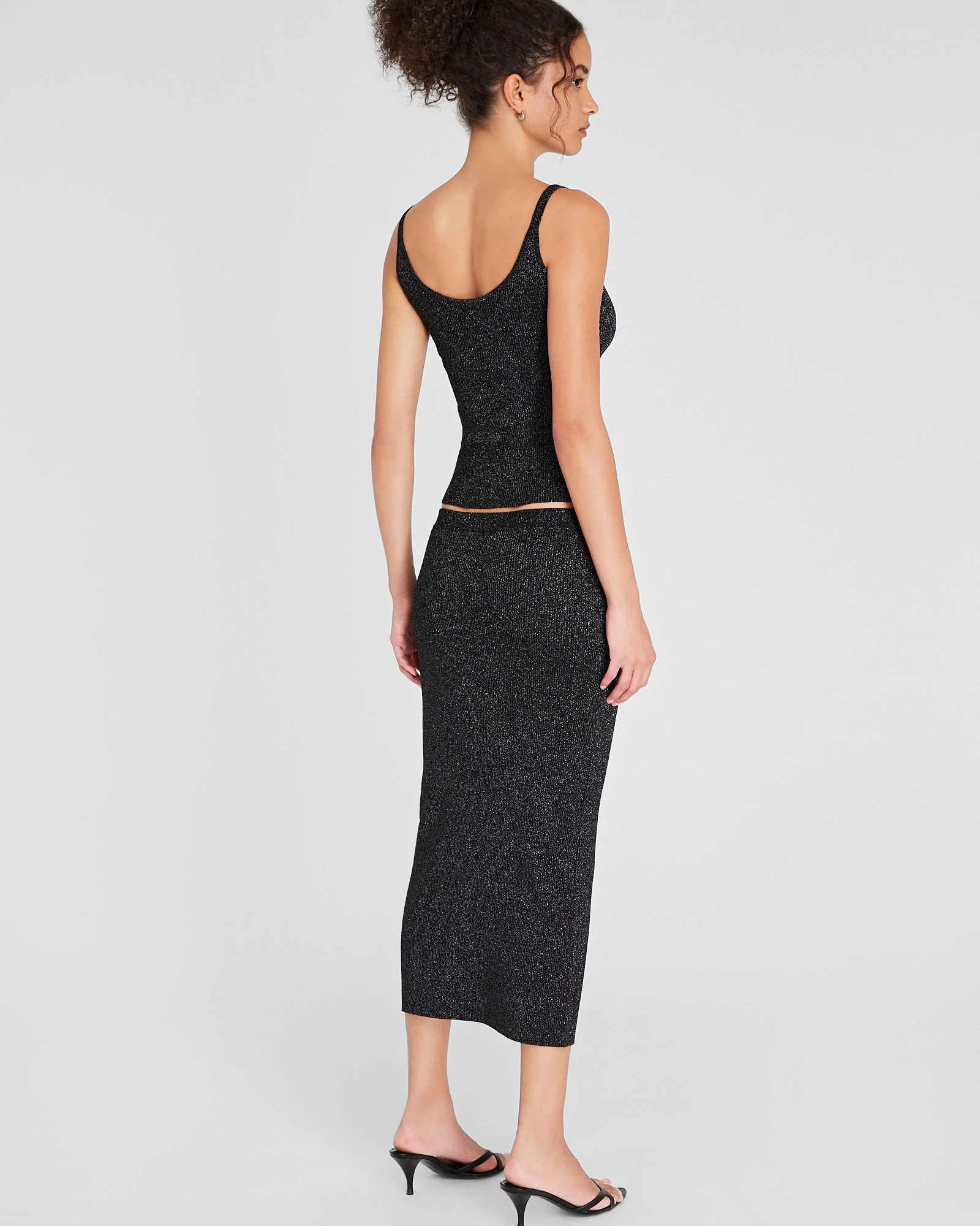 Metallic Ribbed-Knit Midi Skirt - Image 3