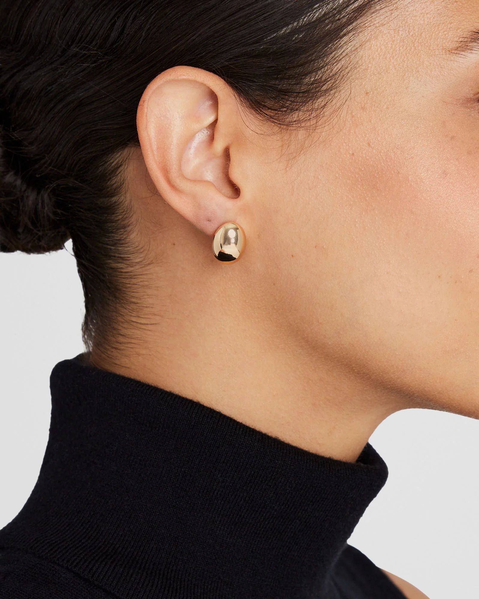 Oval Domed Stud Earrings - Image 3