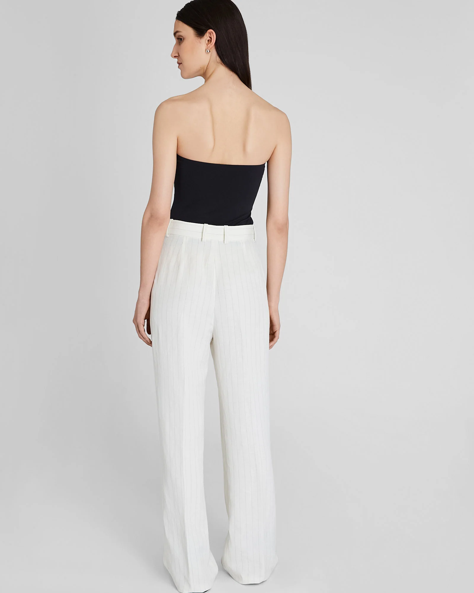 Pinstripe Pleated Linen Blend Trouser - Image 2