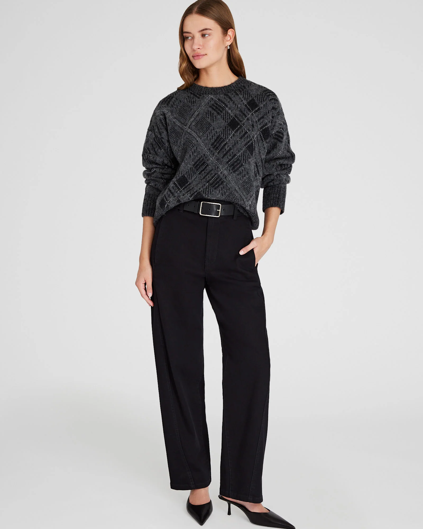 Plaid Jacquard Oversized Sweater - Image 4