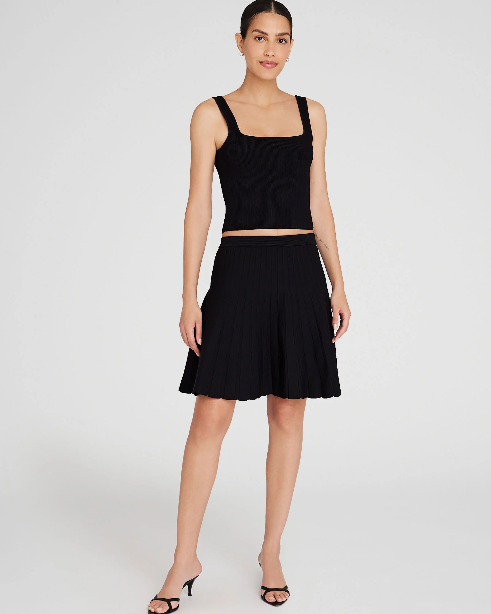 Pleated Mini Knit Skirt