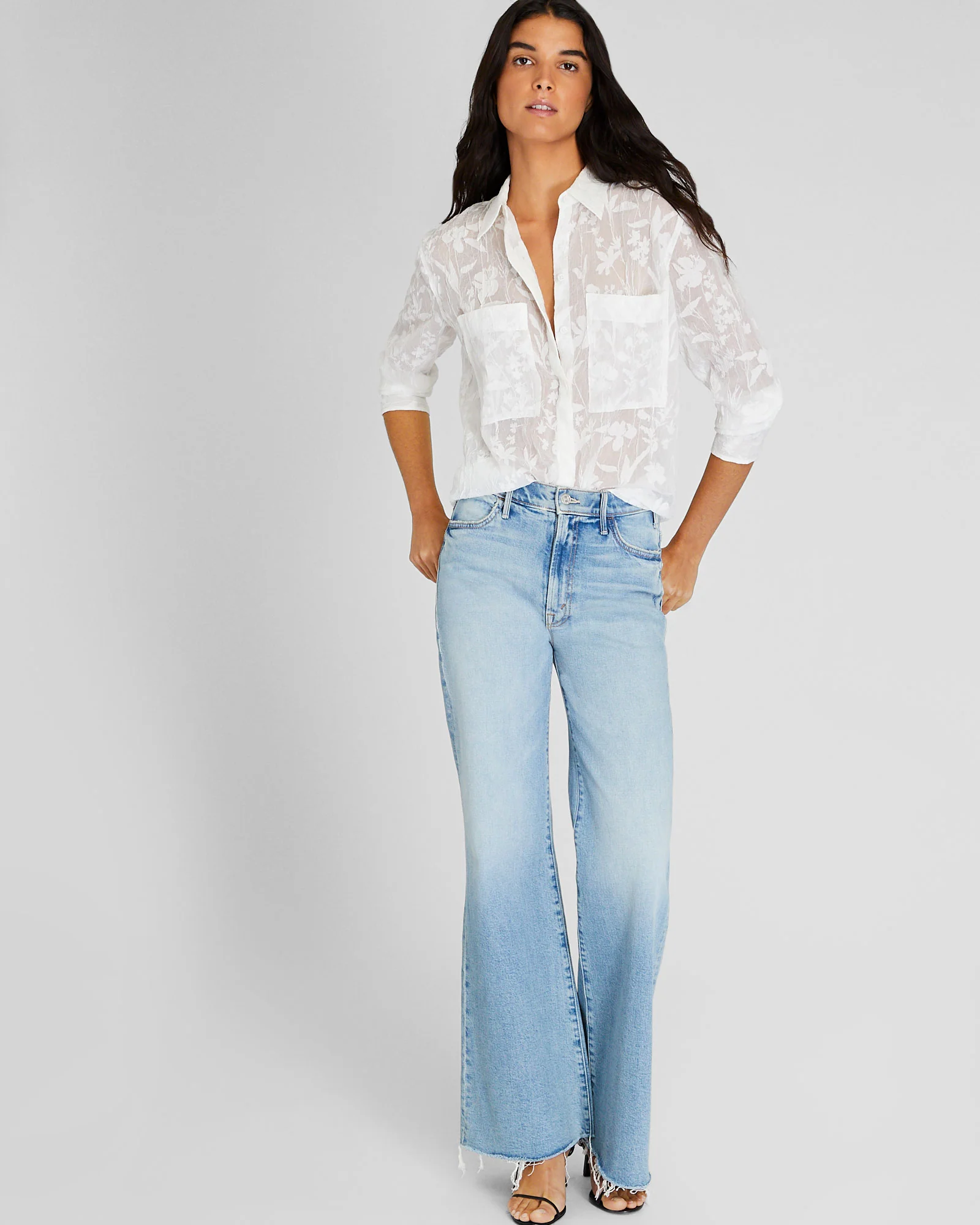 Sheer Floral Button-Down Shirt - Image 2