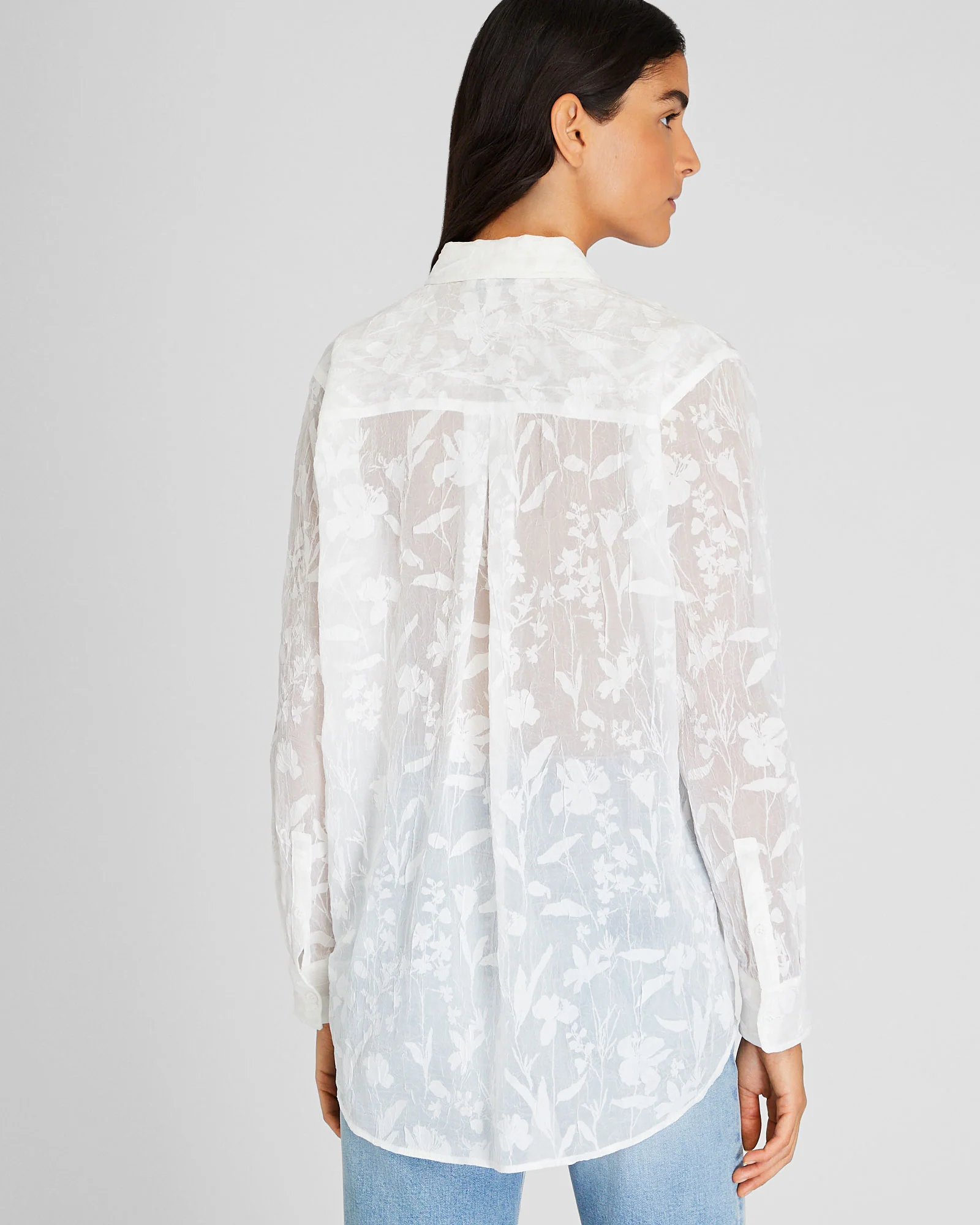 Sheer Floral Button-Down Shirt - Image 3