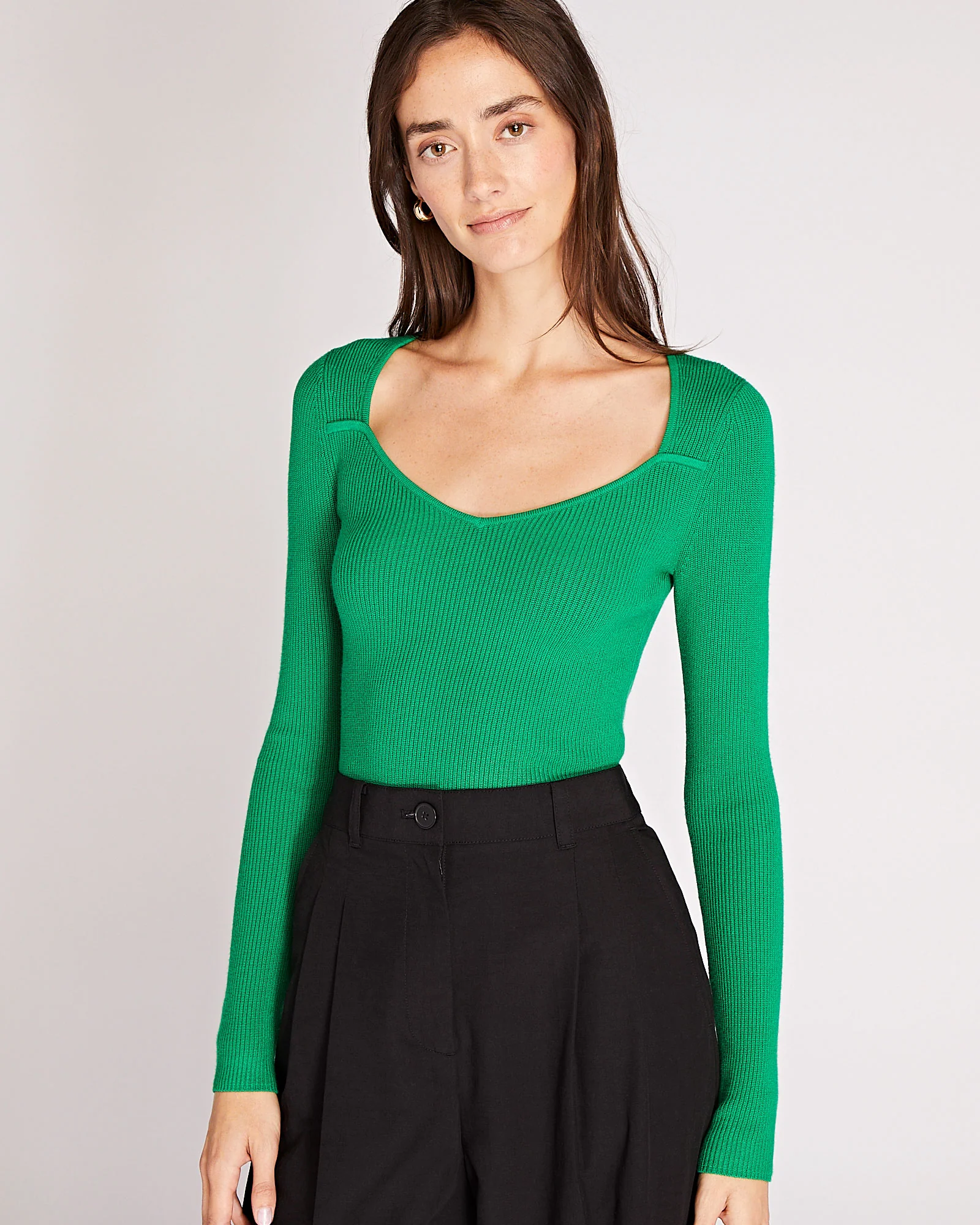 Shrug Neck Rib Sweater