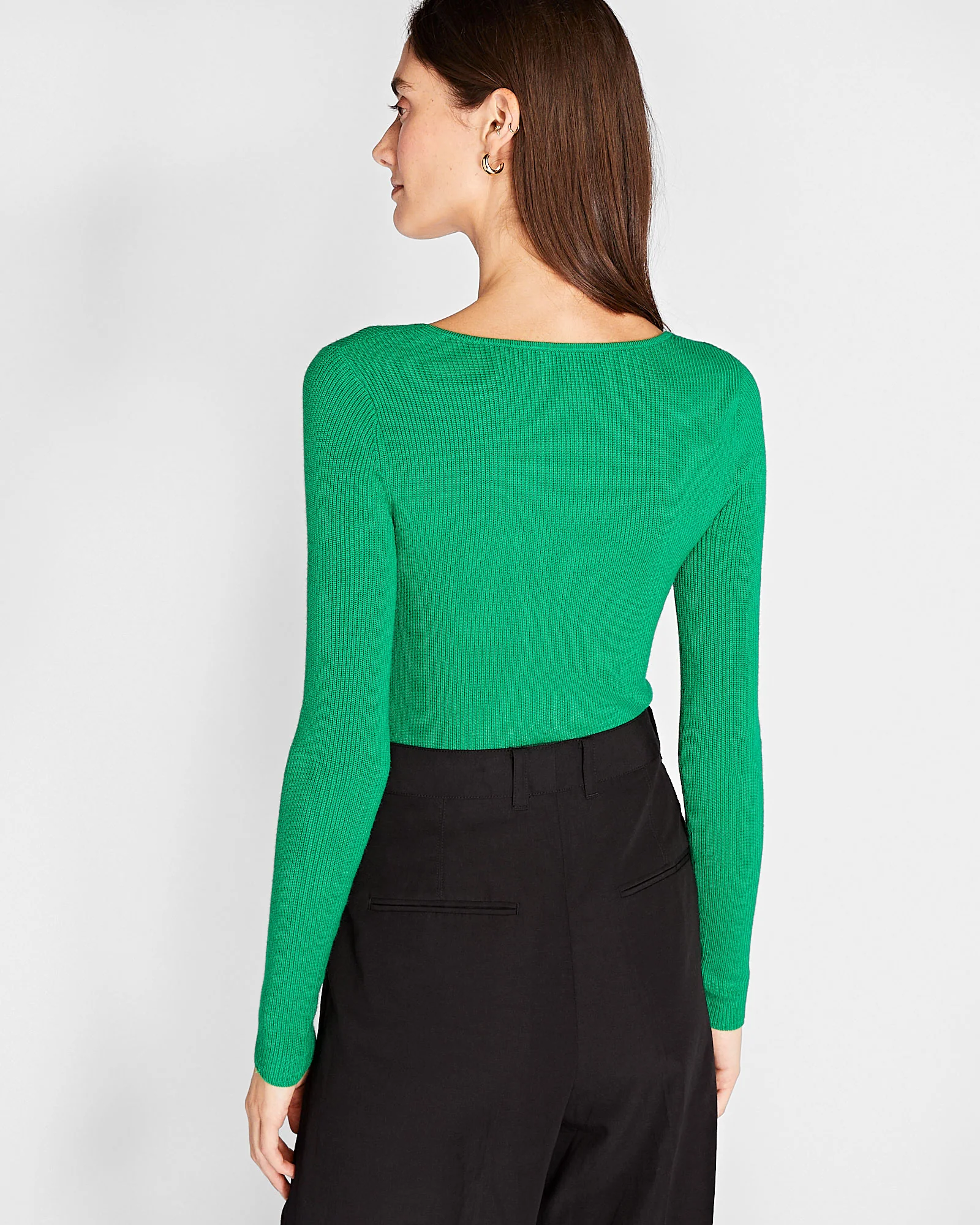 Shrug Neck Rib Sweater - Image 2