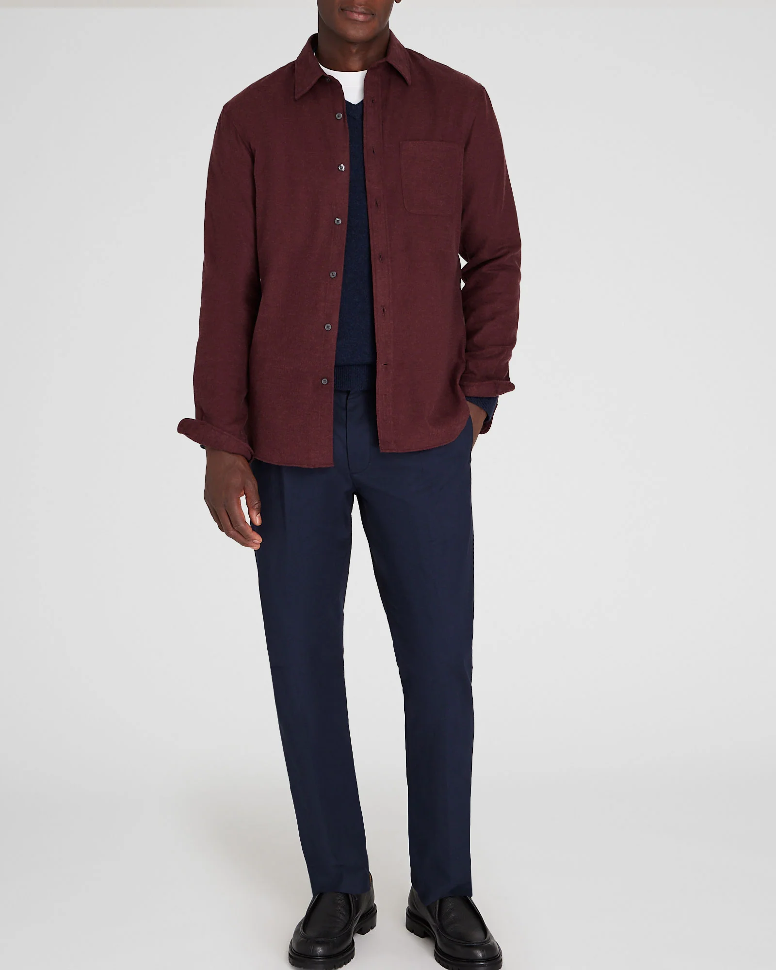 Solid Lightweight Flannel Shirt - Image 4