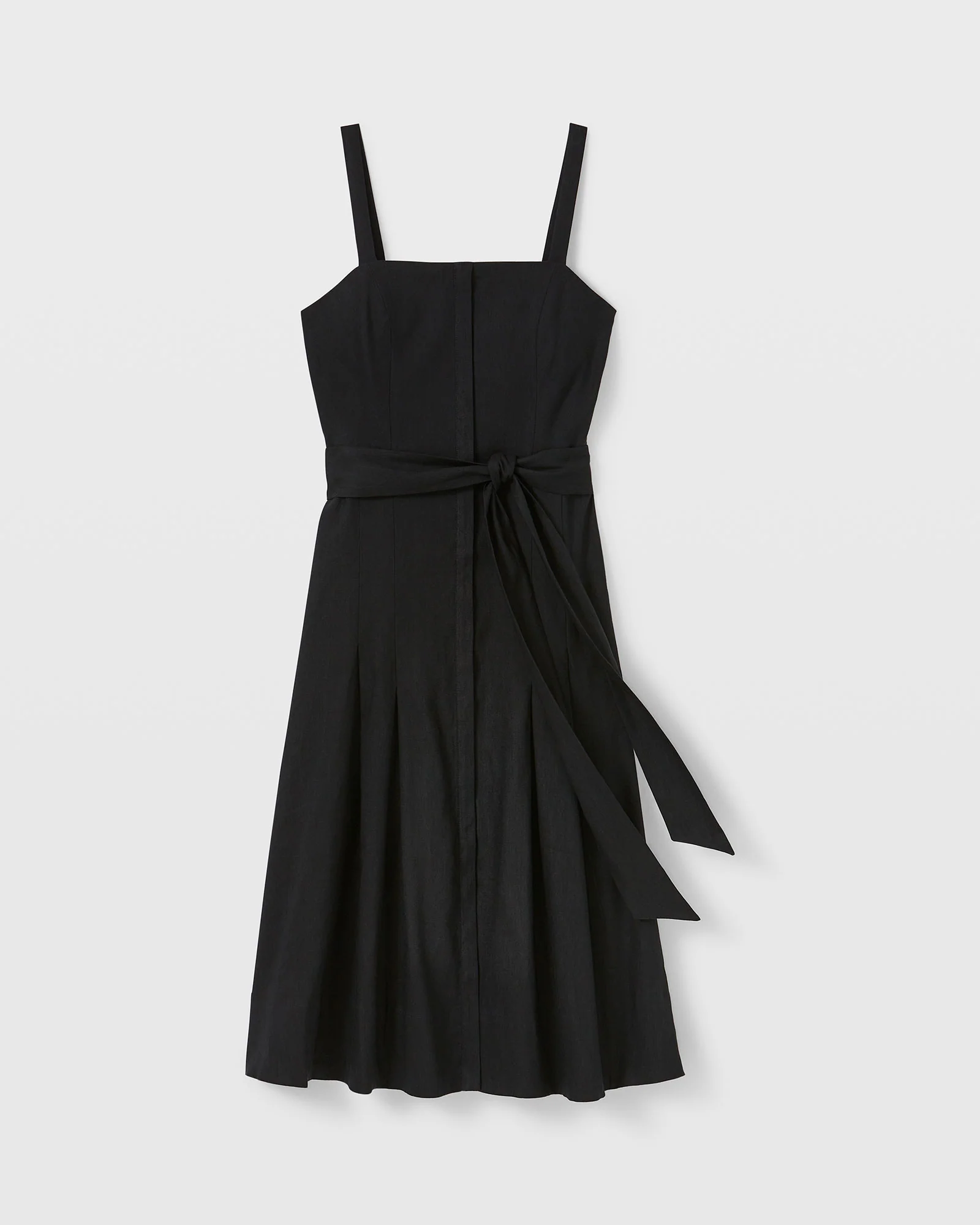 Solid Linen Blend Midi Dress - Image 4