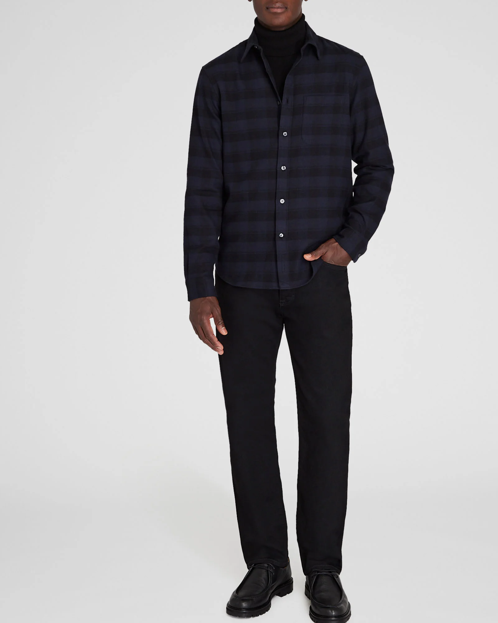 Tonal Plaid Lightweight Flannel Shirt - Image 4