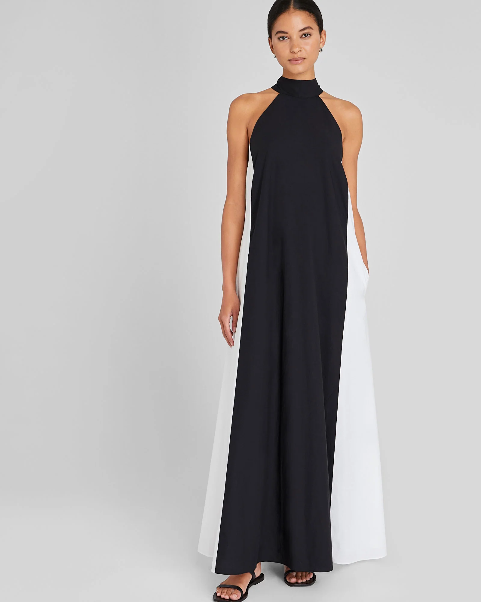 Two-Tone Halter Maxi Dress