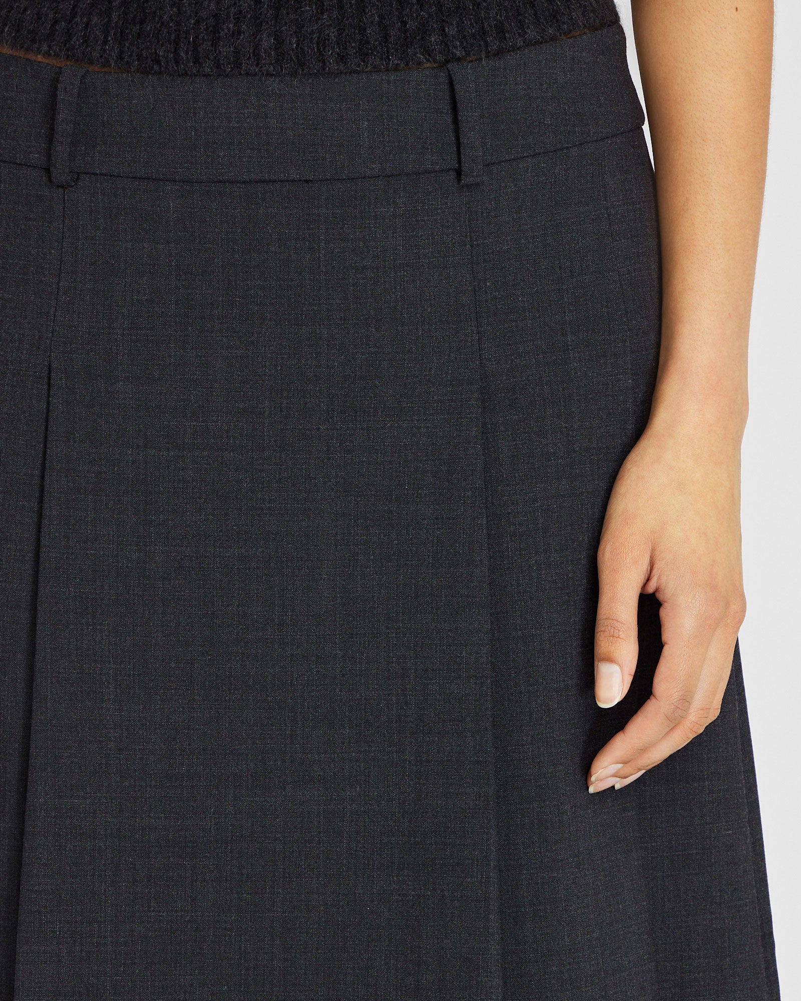 Wool Blend Pleated Midi Skirt - Image 2