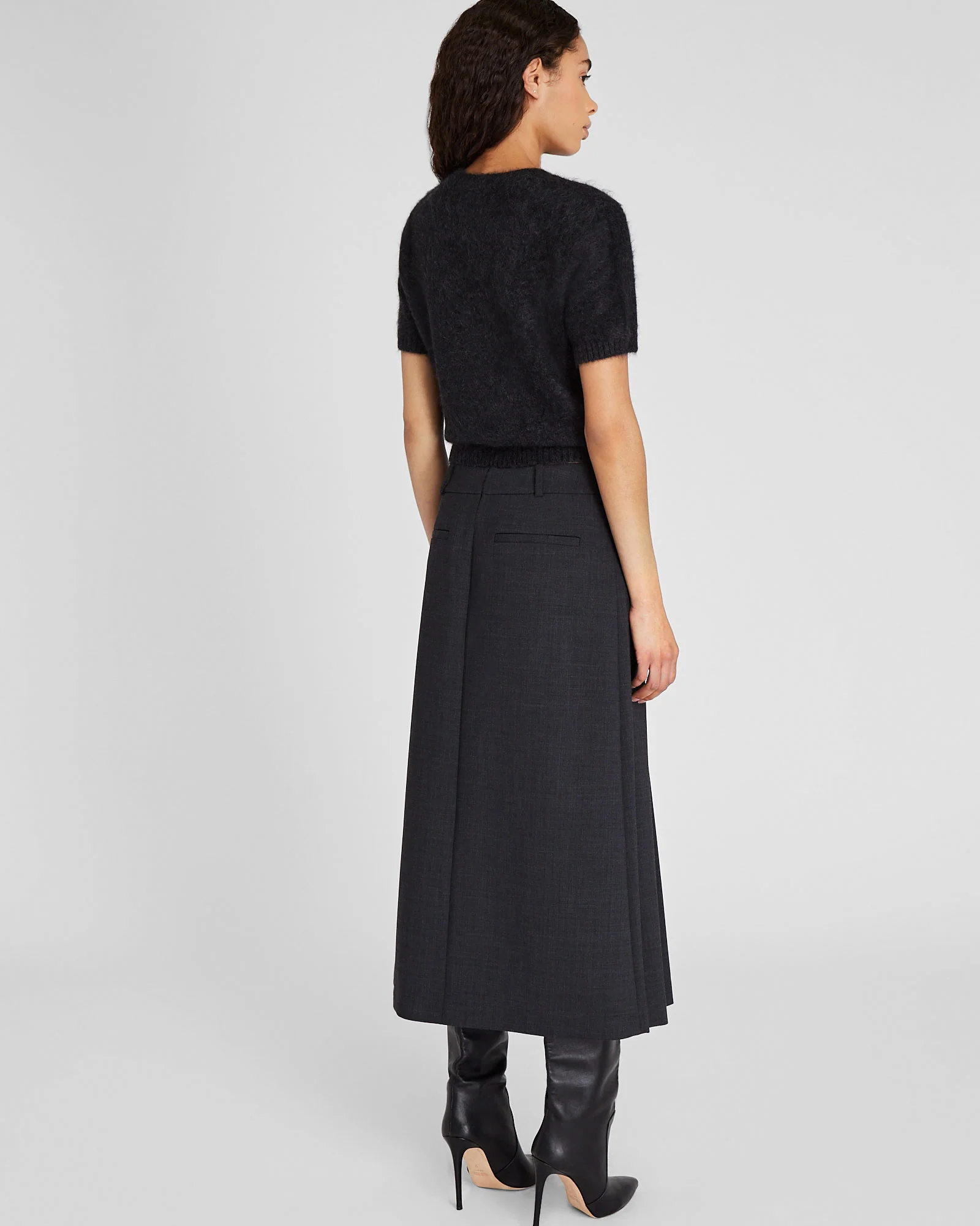 Wool Blend Pleated Midi Skirt - Image 3