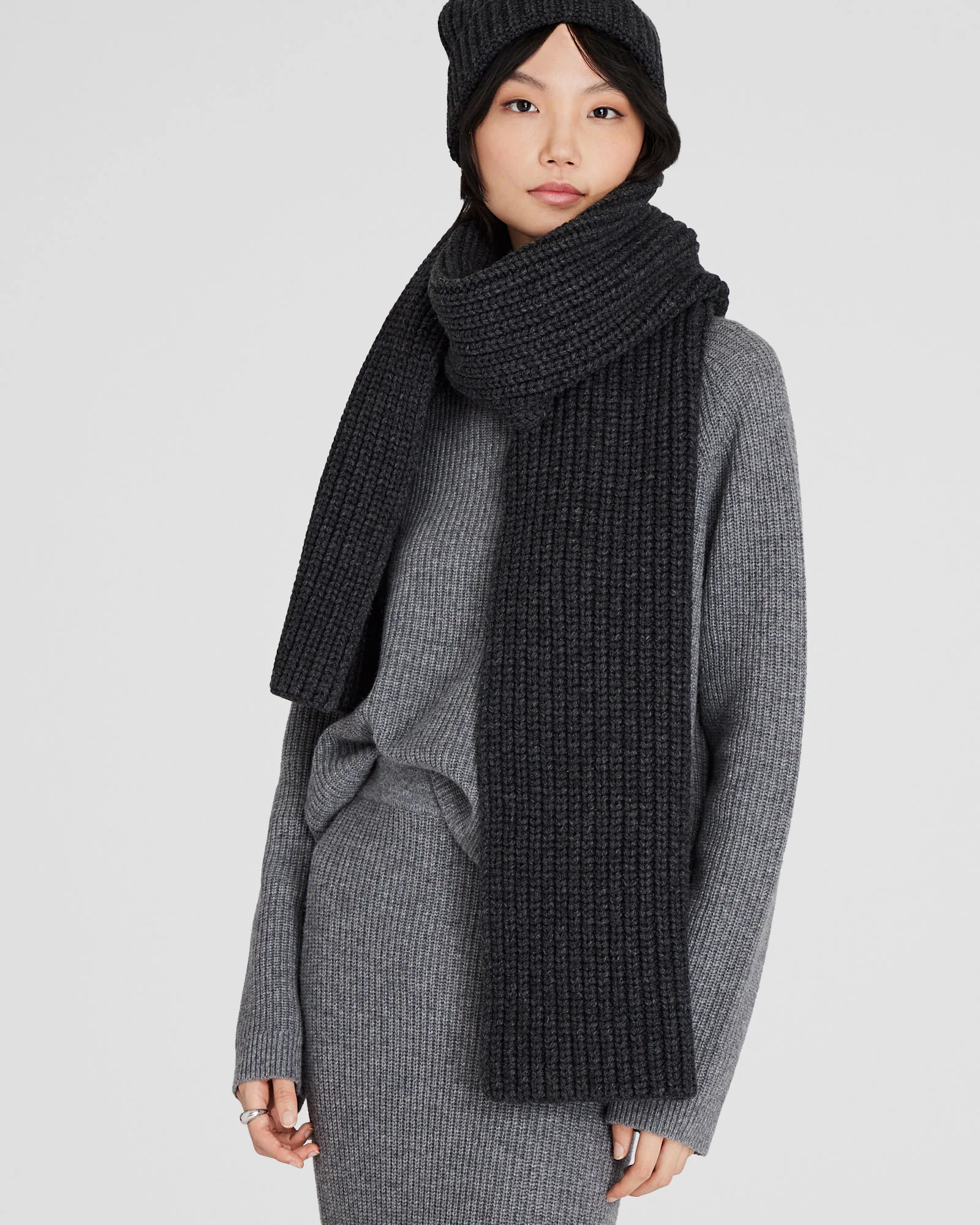 Wool Blend Ribbed-Knit Scarf - Image 3